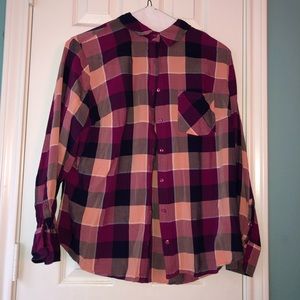 Plaid button up with pocket